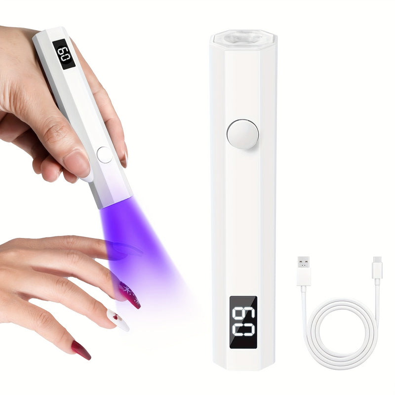 1 lámpara de uñas portátil mini con pantalla LED, luz pequeña para esmalte en gel, lámpara manual para uñas DIY
