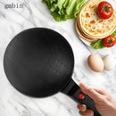 Sartén Redonda Antiadherente gmbin con Mango Rojo - Ideal para Crepes, Tortillas y Wafles, Calentamiento de un Solo Lado, 110V, 1000W, Enchufe de EE. UU., Sin Conversión Necesaria, Diámetro de 9,84 Pulgadas, Perfecto para Desayuno y Meriendas, Esenciales