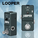 Pedal de Loop para Guitarra, Efecto Looper Digital con 10 Minutos de Grabación y Overdubs Ilimitados, Pedales Mini Tamaño True Bypass para Guitarras Eléctricas y Bajos