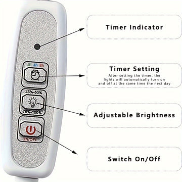 Luz de Cultivo LED Ajustable con Espectro Completo, Alimentada por USB, Anillo de 4 Cabezas para Plantas de Interior y Suculentas - Incluye Temporizador Automático (2/4/8 H)