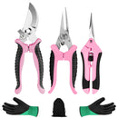 3 piezas de Tijeras de Poda de Flores Profesionales Rosa, Cuchillas de Acero Inoxidable - Conjunto de Herramientas de Poda de Jardín Portátiles Ergonómicas con Embalaje de Caja, Ideal para Cortar Flores, Frutas y Verduras, Herramientas de Poda de Jardín