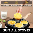 1pc Sartén Antiadherente de 4 Agujeros con Revestimiento de Piedra Médica, Diseño Manchado & Mango de Madera - Multiusos para Tortillas, Pancakes, Hamburguesas, Tocino, Bistec - Distribución Uniforme del Calor, Fácil Limpieza, Segura en Estufa, Sartén pa