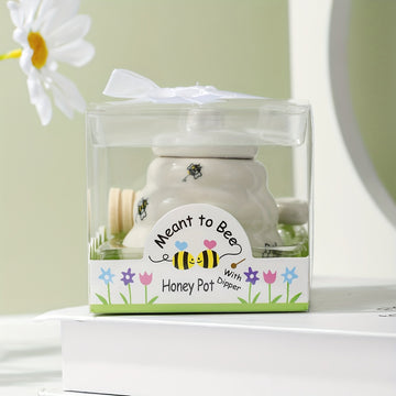Tarro de miel de abeja de cerámica con asa, acabado metálico pulido, diseño cuadriculado, frasco creativo para especias, adorable contenedor de almacenamiento, temática navideña, artesanal, para uso en hogar y mesa de comedor