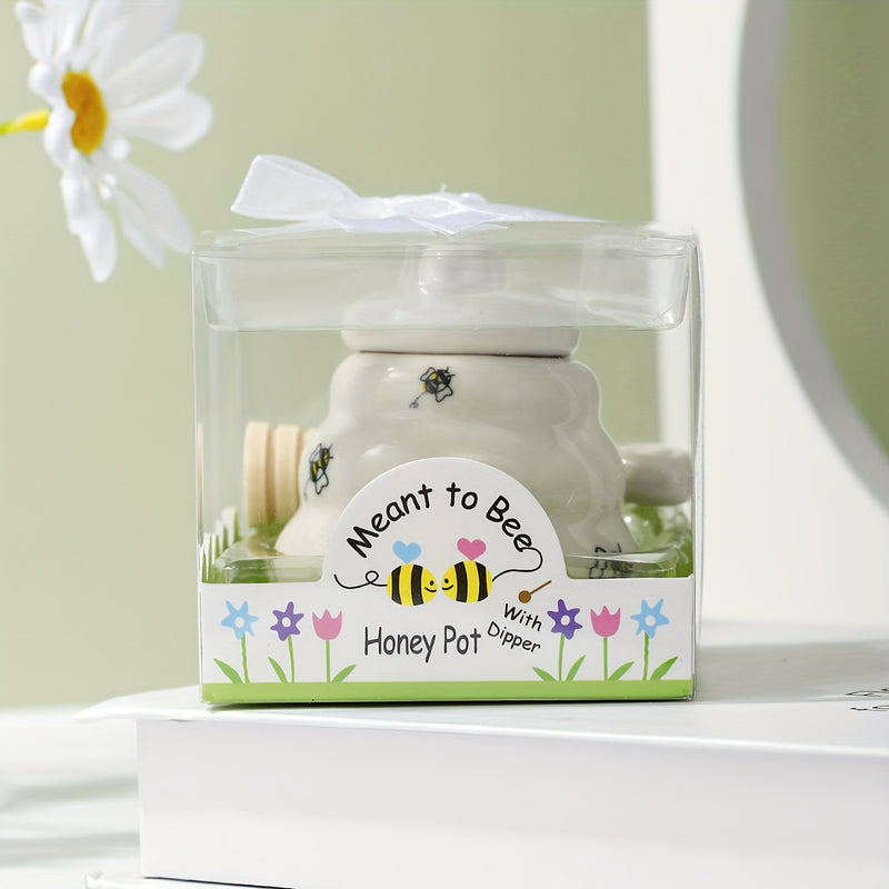 Tarro de miel de abeja de cerámica con asa, acabado metálico pulido, diseño cuadriculado, frasco creativo para especias, adorable contenedor de almacenamiento, temática navideña, artesanal, para uso en hogar y mesa de comedor