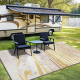 Alfombra de Lujo Seven Deer Lavable a Máquina - Tejido Plano 100% Poliéster con Diseños Rayados/ Cuadros/Sólidos, Base Antideslizante, Tamaños Grandes hasta 2.16m² para Camping, Jardín y Uso Interior