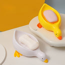 Jabonera con forma de pato auto-drenante, soporte para jabón de baño, bandeja de jabón con diseño de cascada lindo, conveniente para limpieza y almacenamiento