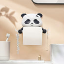 Soporte para Papel Higiénico de Panda Adhesivo de Fácil Instalación - Diseño de Dibujos Animados Lindo, Plástico Duradero, Montaje en Pared que Ahorra Espacio para el Baño