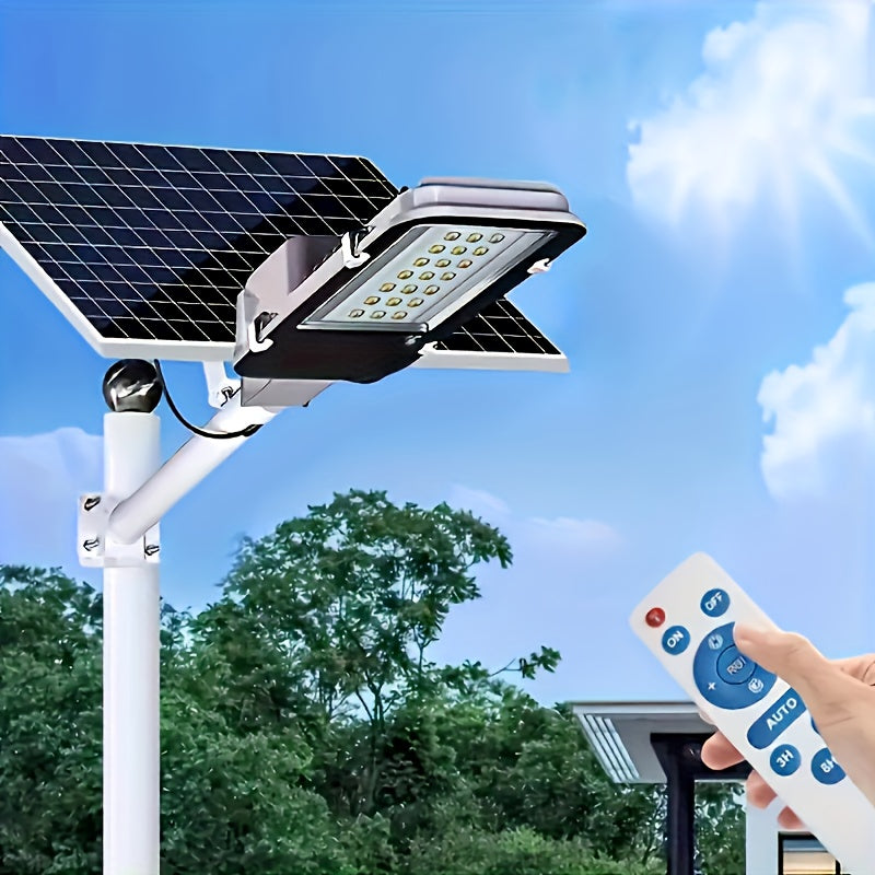 Lámpara solar para exteriores potente con batería de 6000/4000mAh, iluminación para jardín y patio, control remoto, ahorro de energía, panel solar, ideal para jardines florales