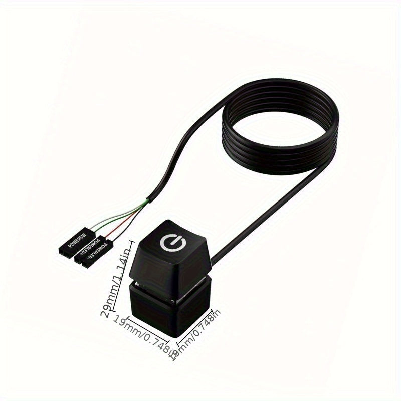 LDPCSJ Cable de Extensión Azul LED 1.8m para Encendido/Apagado de Placa Base PC, Interruptor Externo para Escritorio en Casa u Oficina