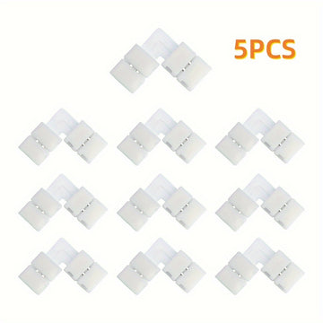 Conjunto de 5/10 piezas de Tiras LED sin Soldadura con Conector de Presión para Esquinas, Convertidor de Luz Monocromática Tipo Cinturón LT