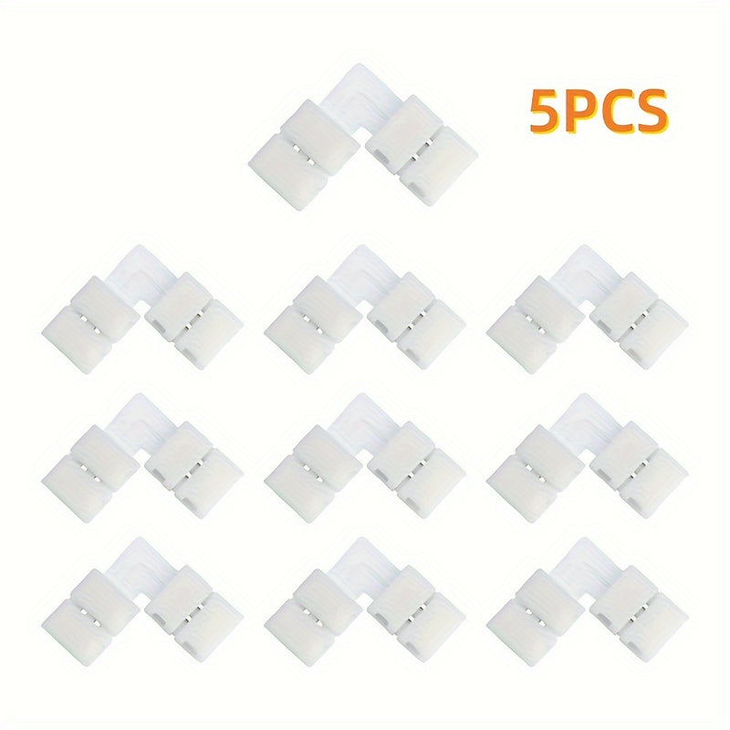 Conjunto de 5/10 piezas de Tiras LED sin Soldadura con Conector de Presión para Esquinas, Convertidor de Luz Monocromática Tipo Cinturón LT