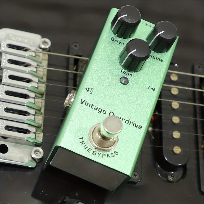 Pedal de efectos de guitarra Overdrive vintage - True Bypass, fuente de alimentación DC 9V - Verde - Para instrumentos de guitarra y bajo