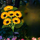 Poste verde con luces, girasol de cabeza grande, alimentado por energía solar, disponible en paquetes de uno o dos.