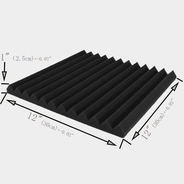 Conjunto de 48 Cuñas Acordeónicas Negras y Moradas - Paneles de Pared Insonorizantes de 30.48cm x 30.48cm x 2.54cm para Grabación en Estudio, Reducción de Ruido e Isolamiento de Instrumentos Musicales (24 Negros + 24 Morados), Configuración de Aislamient