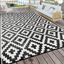 Alfombra Exterior de Poliéster 100% Premium - Patrón Geométrico y Blanco Duradero Lavable en Máquina para Interior/Exterior, Patio, Terraza, Camping, Entrada, Alfombras para Puerta Principal, Decoración de Patio