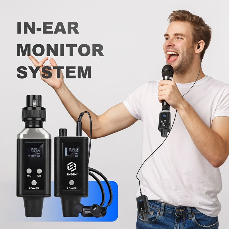 Sistema de Monitoreo Intrauditivo sin varillas LMBGM con 1 Canal y Auriculares Tipo Bodypack para Escenario, Estudio, Actuaciones, Karaoke y Otros Escenarios