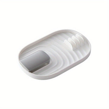 1pc Estante de Almacenamiento de Cocina Moderno de Plástico con Bandeja de Drenaje, Soporte para Tapas de Ollas, Descanso para Cucharas y Organizador de Utensilios para la Organización del Hogar, Organizadores y Almacenamiento de Cocina