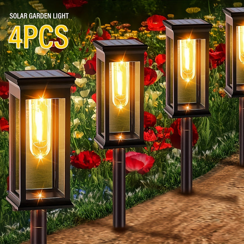 4pcs Luces Solares para Exteriores, IP44 Luminosas y Duraderas para Caminos de Paisaje Solar, Luces Solares para Jardín en Patio