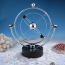 Pendulo Céleste Metálico Moderno - Adorno de Escritorio Orbital Oscilante para Hogar y Oficina, Funciona con Pilas (No Incluye Pilas AA), Diseño Elegante y Moderno con Marco Esférico y Base Metálica, Ideal para Decoración de Habitaciones o Escritos