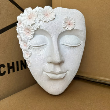 Maceta de Pared Montada en Resina Blanca con Decoración de Flores Rosas - Arte Mural para Jardín Interior/Exterior para Cualquier Estilo de Habitación, Decoración de Jardín