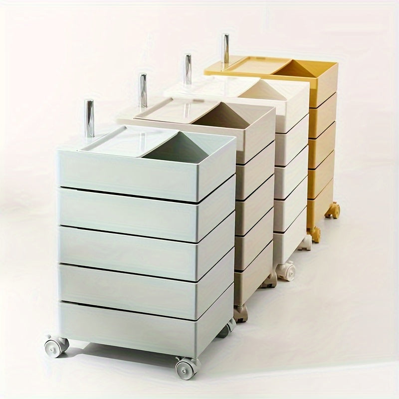 Carrito organizador rodante de 5 niveles con ruedas, estilo escandinavo - Organizador versátil sin necesidad de ensamblaje para oficina, sala o cocina | Plástico resistente al agua, diseño multifuncional, cajas de almacenamiento para organizar