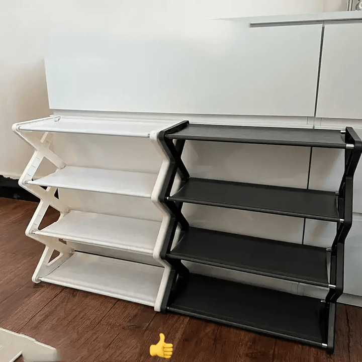 1 estante para zapatos de múltiples niveles que ahorra espacio, fácil de montar sin herramientas. Diseño portátil y resistente, ideal para armarios, garajes, autocaravanas y dormitorios - almacenamiento de calzado sin necesidad de ensamblaje