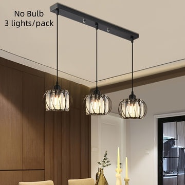 Araña moderna de metal con 3 brazos, acabado mate, lámparas colgantes desmontables para montaje semiempotrado, ideal para comedor, cafetería o bar, conexión directa, 110V-220V, sin necesidad de baterías, iluminación para comedor | diseño elegante en meta