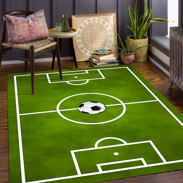 Alfombra para Sala de Estar 1PC, Alfombra con Diseño de Estadio de Fútbol Impreso, Suave y Antideslizante de Poliéster para Entradas, Pasillos, Balcóns, Decoraciones del Hogar