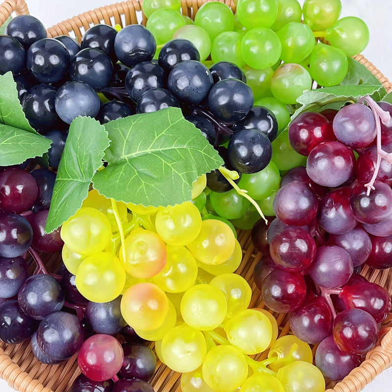 Juego de 5 uvas artificiales estilo bohemio, 6.5 pulgadas en , morado, rojo y verde, ideales para decoración vintage, fiestas temáticas de vino y detalles festivos