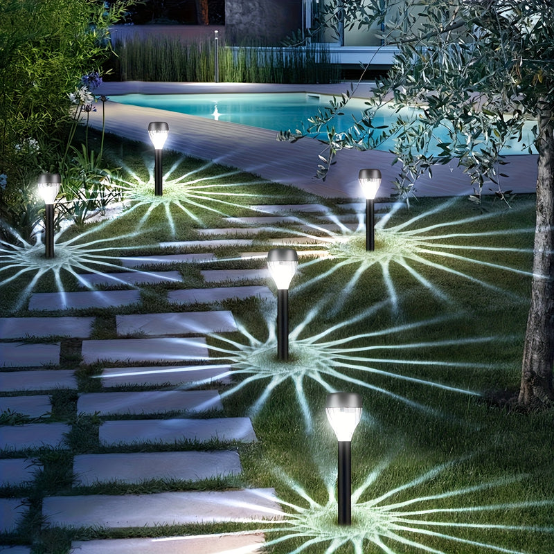 10 piezas de conjunto de interruptores automáticos de piso con energía solar, luces de sendero duraderas de plástico para exteriores, jardín semienterrado, iluminación decorativa de césped de patio, adecuado para calles de patio, terrazas, iluminación de