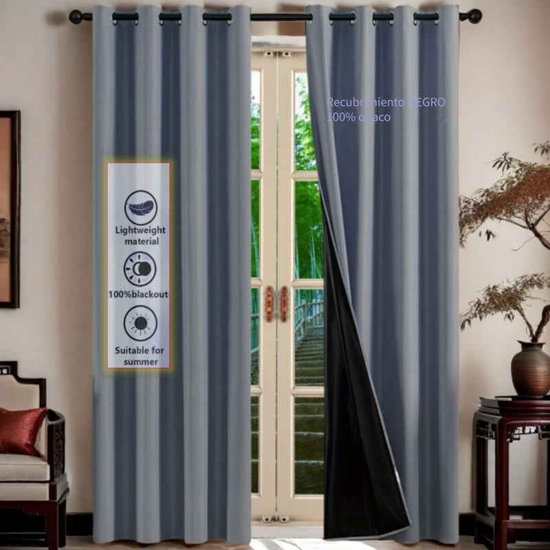 1pc Cortina Opaca de Lujo para Puerta - Color Sólido Intenso con Ojales en la Parte Superior, Diseño de Privacidad Completa para Dormitorio, Sala de Estar, Decoración de Oficina