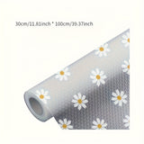 1 Rollo de Forro para Cajones EVA Fácil de Limpiar con Diseño Floral de Margaritas, Adecuado para Armarios y Encimeras de Cocina | Organizador de Cajón de Material EVA