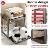 Estante de almacenamiento para microondas y cocinero de arroz de metal de alta resistencia - Organizador de encimera ajustable con múltiples estantes, estante de gabinete de cocina que ahorra espacio para hornos, licuadoras, cafeteras, estante de almacen