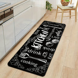 1 pieza, alfombrilla de pila larga con diseño "Me encanta mi familia" con ilustraciones negras y blancas, lavable en máquina, poliéster, ideal para decoración de cocina o entrada.