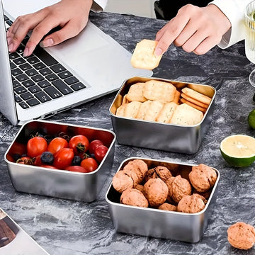 Juego de 9 Recipientes Apilables para Alimentos de Acero Inoxidable con Tapas - Libre de BPA, Organizador Multiusos para Cocina, Apto para Lavavajillas y Contacto con Alimentos, Sin Necesidad de Electricidad