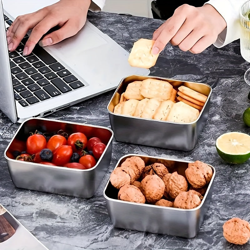 Juego de 9 Recipientes Apilables para Alimentos de Acero Inoxidable con Tapas - Libre de BPA, Organizador Multiusos para Cocina, Apto para Lavavajillas y Contacto con Alimentos, Sin Necesidad de Electricidad