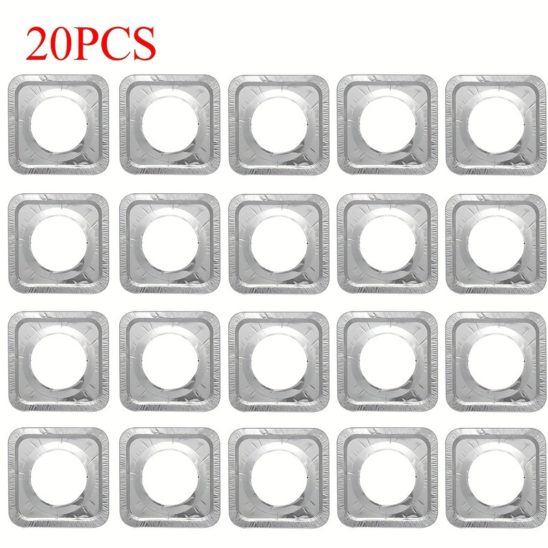 20pcs Cubiertas Desechables de Aluminio para Estufas de Fácil Limpieza - Ajustables a Estufas de Gas y Eléctricas, Mantienen la Cocina Impecable