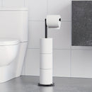 Soporte para papel higiénico de 4 rollos, organizador de baño plegable y autoadhesivo, construcción duradera de hierro para ahorrar espacio (blanco), almacenamiento de papel higiénico, acabado metálico elegante, soporte resistente