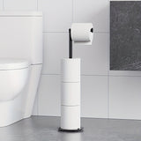 Soporte para papel higiénico de 4 rollos, organizador de baño plegable y autoadhesivo, construcción duradera de hierro para ahorrar espacio (blanco), almacenamiento de papel higiénico, acabado metálico elegante, soporte resistente