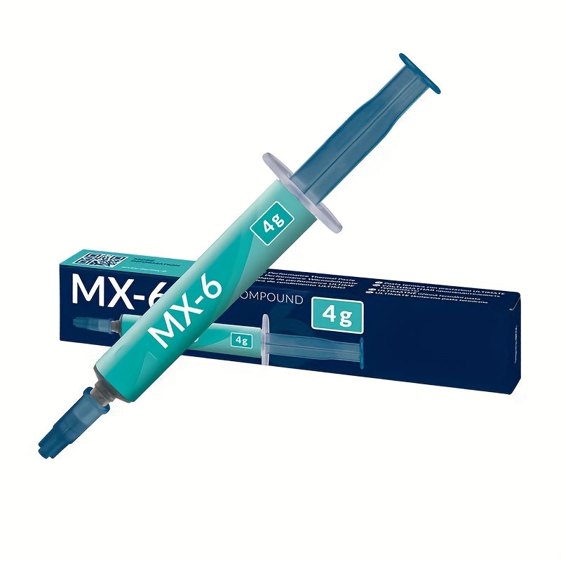 Pasta térmica de alto rendimiento MX-6, 4g - Conductividad térmica ultra para CPU/GPU, ideal para enfriamiento de electrónicos de precisión, pasta para enfriar CPU | Diseño elegante | Pasta térmica duradera