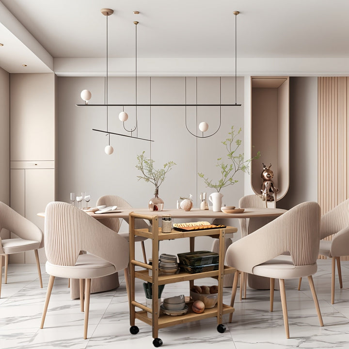 Carrito de almacenamiento de cocina de bambú versátil - Organizador de estanterías multifuncional, independiente, con ruedas para hogares y restaurantes de hot pot, impermeable, forma rectangular, 3 estantes para ingredientes y utensilios de cocina, esta