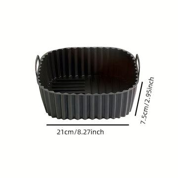 1 pieza, funda de silicona reutilizable negra para freidora de aire, cuadrada, duradera y fácil de limpiar, para cocinar de manera saludable, accesorio de cocina, accesorios para freidora de aire.