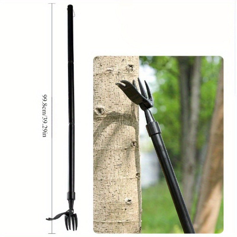 Desmalezadora de 4 Garras para Uso Pesado con Mango Ajustable de Acero Inoxidable de 46 Pulgadas y Palanca de Pedal - Deshierbe Ergonómico para Aliviar el Dolor de Espalda, Sin Agacharse/Aguantarrodar, Malezas Profundamente Enraizadas en Suelo Compacto,