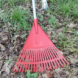 Rastrillo de jardín de plástico de 20 dientes - Hojas duraderas de metal y plástico, no necesita electricidad para césped, maleza, hojas y limpieza de jardín - Mango ergonómico para uso profesional y doméstico, herramientas de jardín, diseño de hoja efic