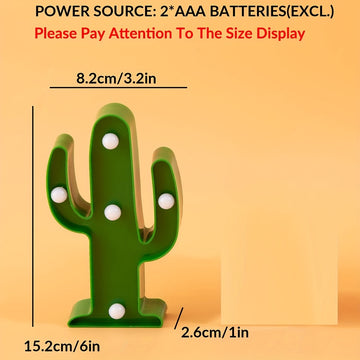 [1pc Mini Cactus LED Luz Nocturna] 1pc Mini Cactus LED Luz Nocturna de Estilo Tropical, Lámpara Decorativa de Mesa de Plástico con Acabado Antiguo, Ahorro de Energía, Funciona con Pilas (Pilas no Incluidas), para Sala de Estar, Regalo de Fiesta