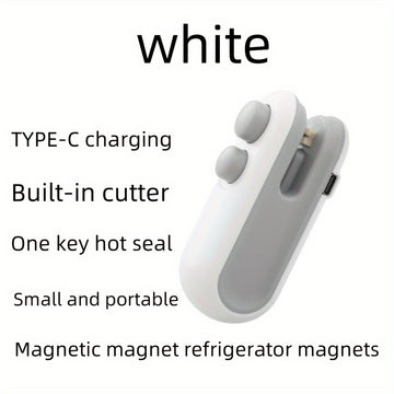 Sellador de calor mini 2 en 1 recargable por USB y máquina de bolsas de aperitivos - Sellador de alimentos portátil y fácil de usar para bolsas de plástico, paquetes de papas fritas y más - Batería de litio de 300 mAh, ideal para almacenamiento de alimen