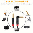 2pcs Cable de Instrumento TRS de Alta Calidad de 1/4 Pulgada - Ángulo Recto y Recto Macho a Macho Interconexión de Audio Estéreo, Jack de 6.35mm Chapado en Oro para Sonido Cristalino - Compatible con Bajo, Teclado, Mezclador, Amplificador - Duradero, Fle