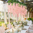 12 Piezas, Flores Colgantes, Decoración Artificial Para Bodas, Guirnalda De Glicina, Exuberantes Enredaderas De Flores De Seda Para Decoración De Bodas Al Aire Libre, Arco De Fondo, Fiesta, Sala, Pared