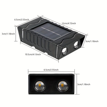 (4 unidades/Caja) Luces de lavado de pared solares al aire libre IP44 para decoración de jardín, nuevo estilo de luces de pared ambientales para cercas