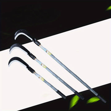 Cuchilla de hierro de manganeso de largo mango - Una herramienta agrícola multifuncional para exteriores con hoja curva extendida, adecuada para cortar césped, rastrillar y podar arbustos - Construcción metálica resistente, equipo de jardinería y patio e